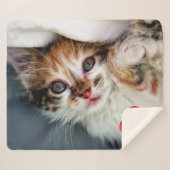 ペットモダンフォトドッグパーソナライズされた猫好き シェルパブランケット (正面(横))