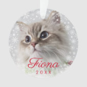 ペットモダンフォトポープリントとスノーフレークフレーム オーナメント (正面)