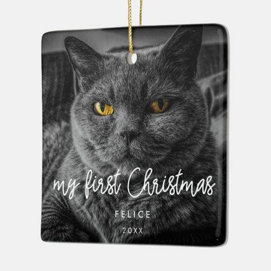 ペットモダンフォト初めてのクリスマスホリデイ セラミックオーナメント (左)