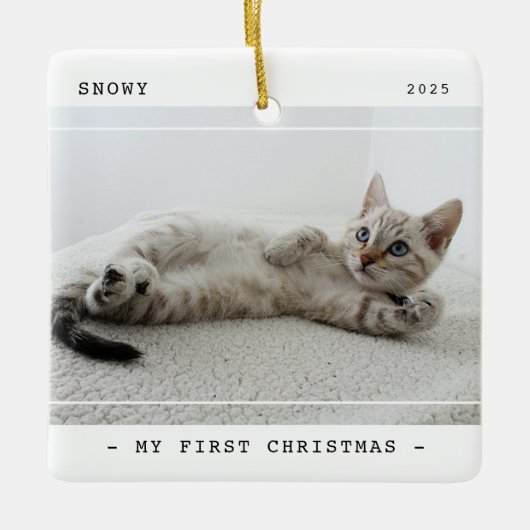 ペットモダンマイ初めてのクリスマス2写真 セラミックオーナメント (正面)