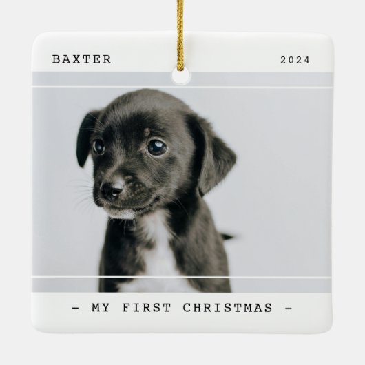 ペットモダンマイ初めてのクリスマス2写真 セラミックオーナメント (裏面)