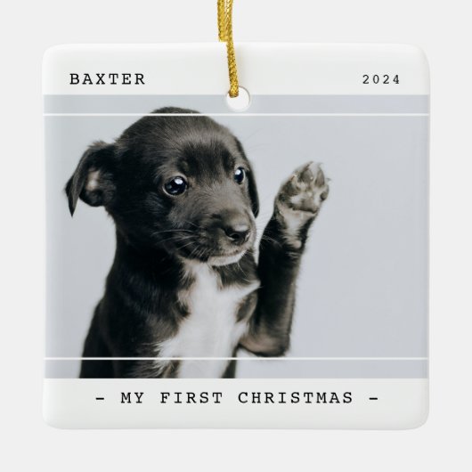 ペットモダンマイ初めてのクリスマス2写真 セラミックオーナメント (正面)