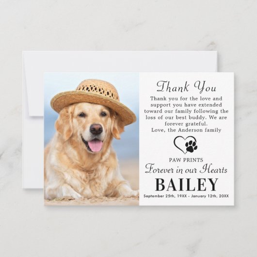 ペットモダンメモリアルドッグロス悔やみや弔慰 サンキューカード (正面)