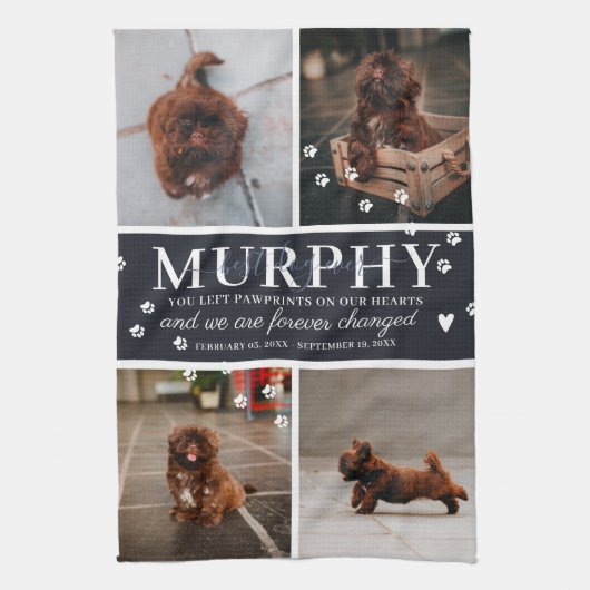 ペットモダンメモリアルパーソナライズされた写真を手でプリント キッチンタオル (縦)