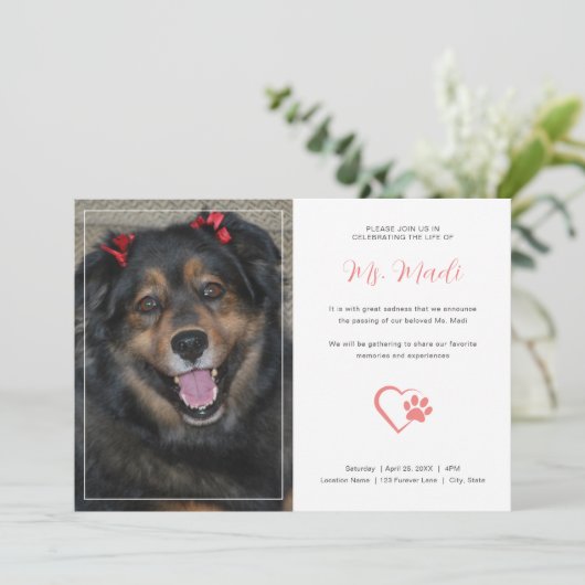 ペットモダンメモリアル写真お祝い招待状 招待状 (スタンド正面)