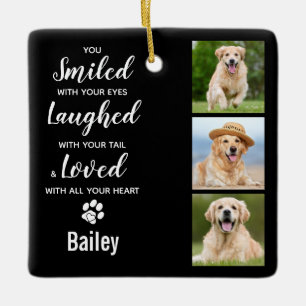 ペットモダンメモリアル記念ドッグロス3写真 セラミックオーナメント