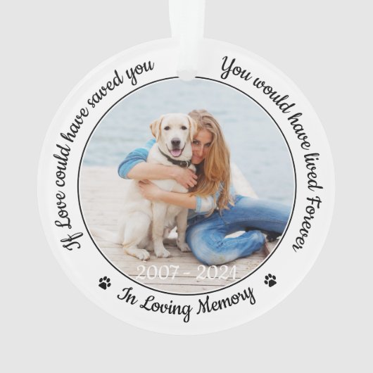 ペットモダンメモリカスタムー犬2写真悔やみや弔慰 オーナメント (裏面)