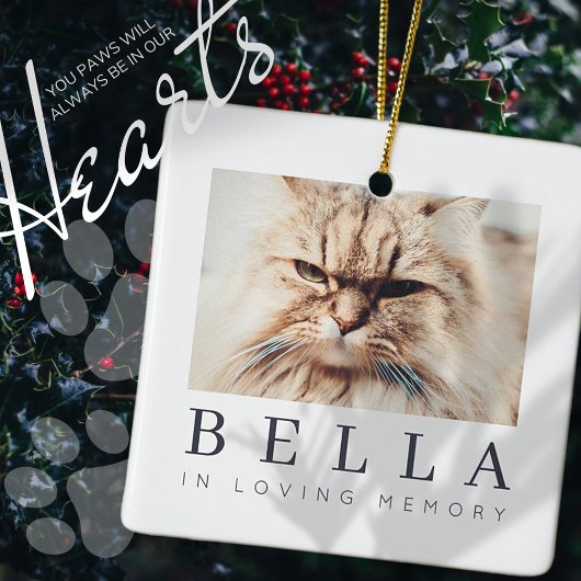 ペットモダンメモリシンプルーのシックな家族写真 セラミックオーナメント