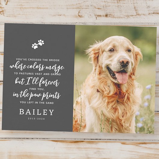 ペットモダンメモリシンプルーのシックな詩の写真 サンキューカード