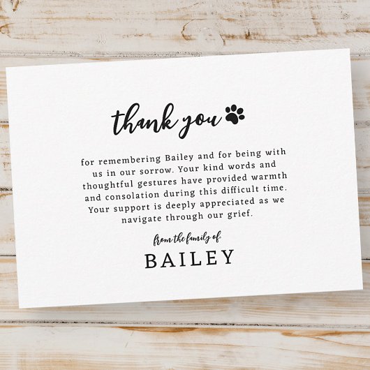 ペットモダンメモリシンプルーのシックな詩の写真 サンキューカード