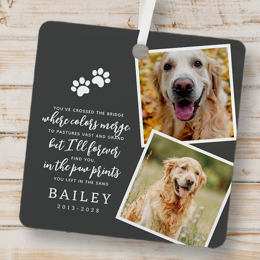 ペットモダンメモリシンプルーのシックな詩の写真 メタルオーナメント