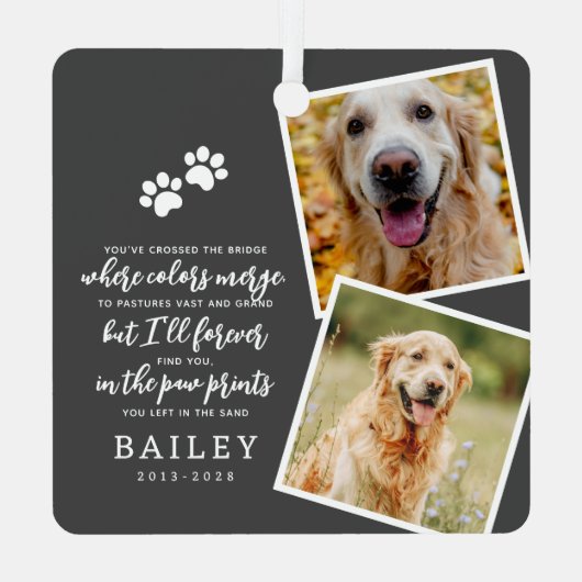 ペットモダンメモリシンプルーのシックな詩の写真 メタルオーナメント (裏面)