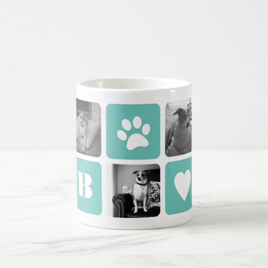 ペットモダンモノグラムフォトコラージュ コーヒーマグカップ (中央)