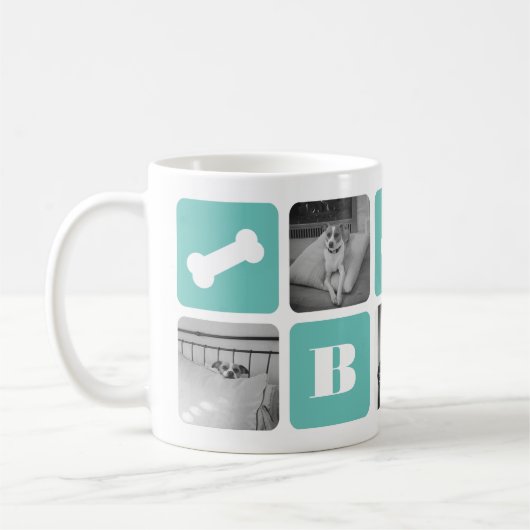 ペットモダンモノグラムフォトコラージュ コーヒーマグカップ (左)