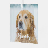 ペットモダン写真パーソナライズされた犬お洒落愛人 ガラスオーナメント (正面左)