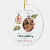 ペットモダン写真ファミリークリスマスホリデー セラミックオーナメント (左)