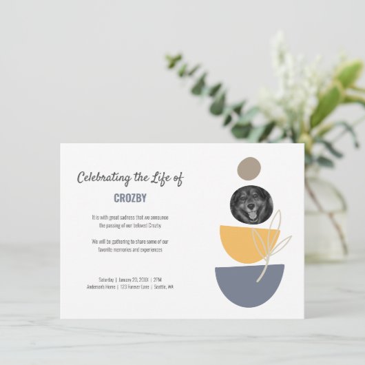 ペットモダン記念写真お祝いの生活 案内状 (スタンド正面)