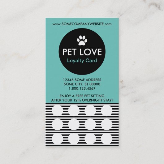 ペットモデルのストライブ柄のスタンプカード ロイヤリティカード (正面)