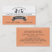 ペットモデル及び心配のオレンジ及び白いレトロのデザイン 名刺 (正面/裏面)