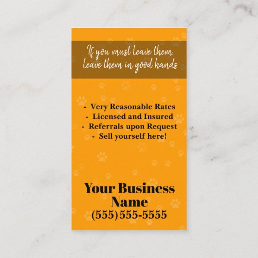 ペットモデル、小犬のデイケアのカスタムな広告宣伝カード 名刺 (裏面)