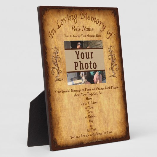 ペットユニークメモリアルギフトプラーク、写真、メッセージ フォトプラーク (側面)