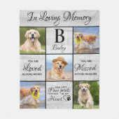 ペットユニークメモリアル5写真ペットロス記念犬 フリースブランケット (正面)