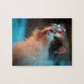 ペットライフ |蝶が生えた可愛い猫の写真 ジグソーパズル (横)