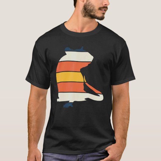 ペットラットシルエットヴィンテージファンシーラット Tシャツ (正面)