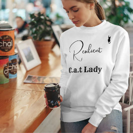ペットラバーの白と黒のスクリプト猫ママをカスタマイズ スウェットシャツ