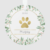 ペットラバーズグリーン&金ゴールド私たちの初めてのクリスマス写真 オーナメント (裏面)