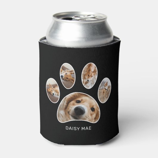 ペットラバーズポープリント名写真コラージブラック 缶クーラー (缶正面)