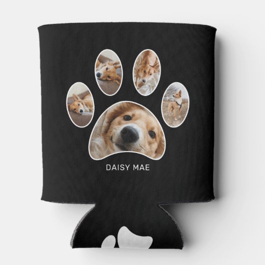 ペットラバーズポープリント名写真コラージブラック 缶クーラー (裏面)