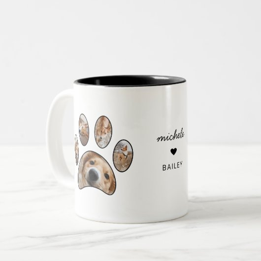 ペットラバーズポープリント名前をカスタムするフォトコラージュ ツートーンマグカップ (正面左)