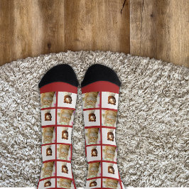 ペットラバードッグキャット2枚コラージュカスタム赤 ソックス