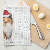 ペットラバーホリデーコリードッグクリスマス キッチンタオル (四つ折り)