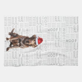 ペットラバーホリデーチョコレートラブラドールドッグクリスマス キッチンタオル (横)