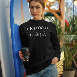 ペットラバー ホワイトスクリプト 猫ママ オリジナル ブラック スウェットシャツ