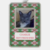 ペットラブフレームオーナメント+文字/クリスマスニット シルバープレートフレームオーナメント (正面)