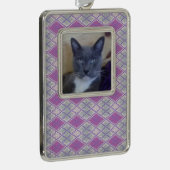 ペットラブフレームオーナメント/薄紫ニットアーガイル シルバープレートフレームオーナメント (右)