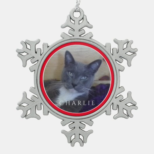 ペットラブ ピューター スノーフレーク オーナメント / レッド (正面)