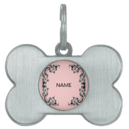 ペットラベルのヴィンテージの花柄のピンク ペットネームタグ