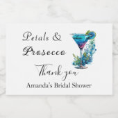 ペットルズ＆プロセッコ ブルーフラワーの花嫁シャワー スパークリングワインラベル (シングルラベル)