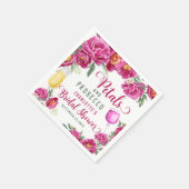 ペットル & プロセッコ ホットピンク フラワーブライダルシャワー スタンダードカクテルナプキン (角)