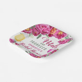 ペットル & プロセッコ ホットピンク フラワーブライダルシャワー ペーパープレート (傾斜あり)