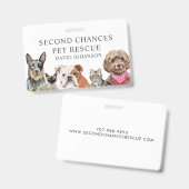 ペットレスキュー団体や組織名図解入りの、写真付きのペット名 バッジ (表裏)