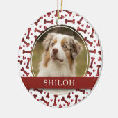 ペットレッドボーンハートパターン2写真 セラミックオーナメント (左)