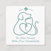 ペットロゴ入りミニマル獣医名刺 スクエア名刺 (正面)