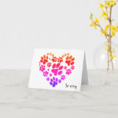 ペットロスのためのレインボーポープリントハート カード (黄色い花)