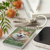 ペットロスギフト | 名入れ犬メモリアルフォト キーホルダー (正面右)
