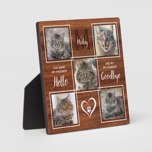 ペットロスパーソナライズされたキャットユニークメモリアル フォトプラーク (正面)